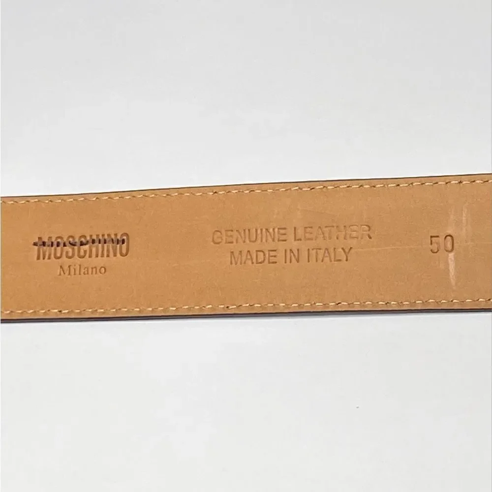 Moschino Multicolor Logo Buckle Leather Belt size 50/34”
